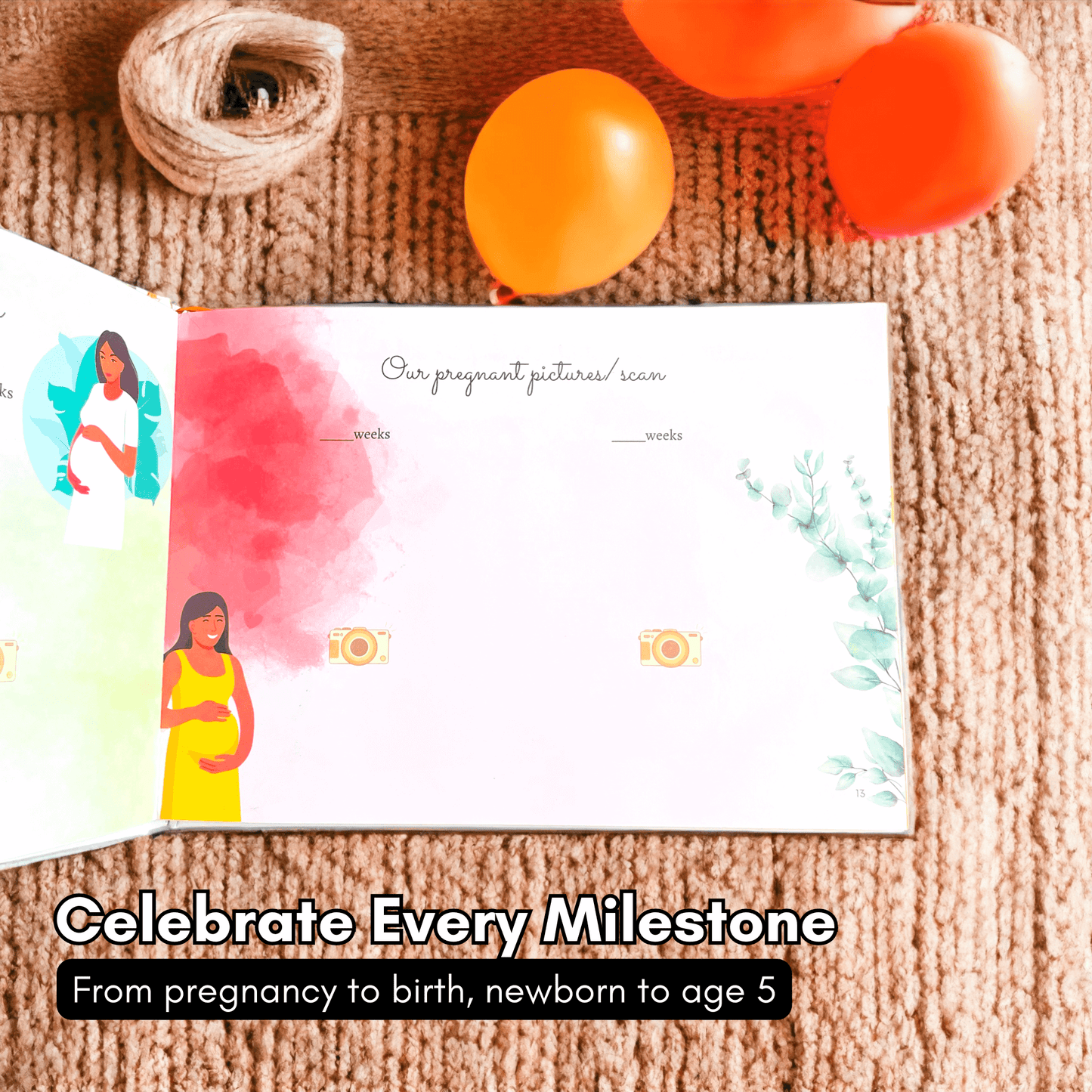 Baby Memory Book (Premium Record Book) | A Milestone Album for 0-5-Year Baby Girl/Boy | 98 Pages | Best Gift for Pregnancy, Newborns, Shower Party & New Parents [With Pocket]